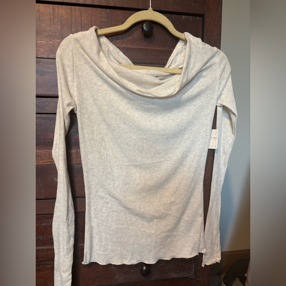 FP Big Love Rib Off The Shoulder Long Sleeve - Small Oatmeal Heather NWT - Picture 6 of 7
